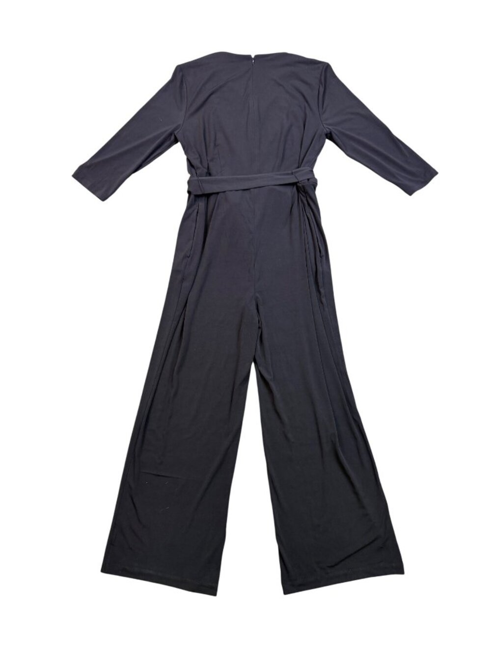 Chicos Womens Black Faux-Wrap Tie-Belt Jumpsuit Size 2 (12/14 ) - Picture 10 of 12